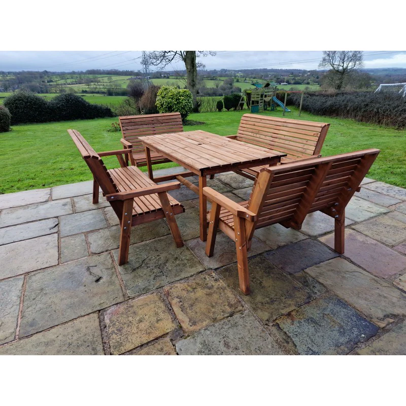 Swedish Redwood Garden Furniture Set by Croft - 10 Seats - Image 6