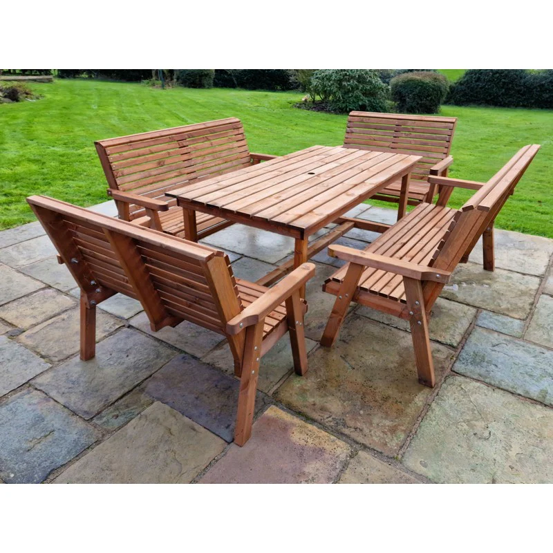 Swedish Redwood Garden Furniture Set by Croft - 10 Seats - Image 8