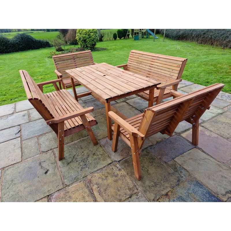 Swedish Redwood Garden Furniture Set by Croft - 10 Seats - Image 9