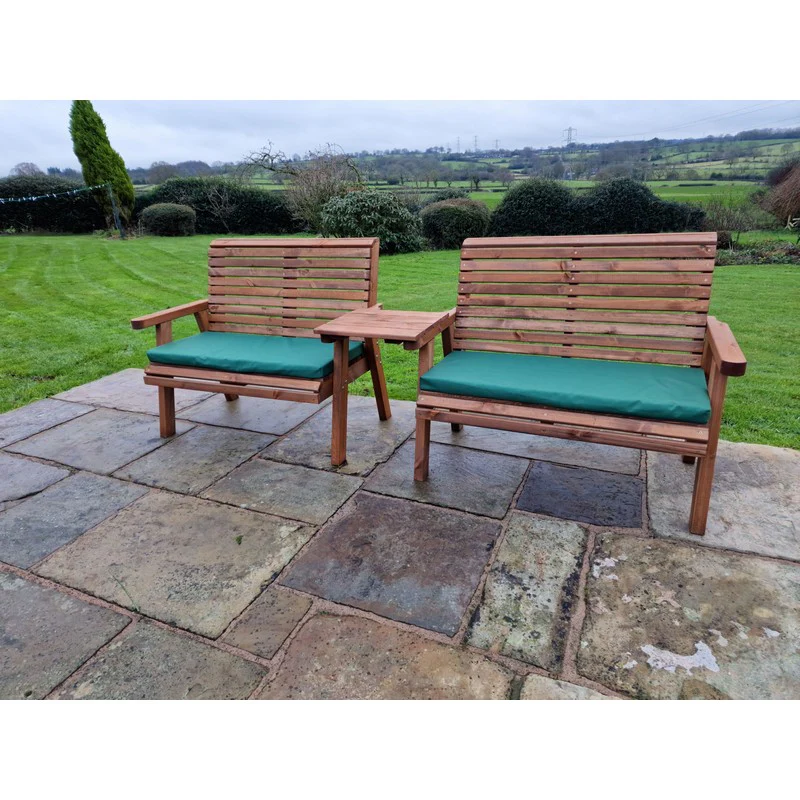 Swedish Redwood Straight Garden Tete a Tete by Croft - 4 Seats - Image 2