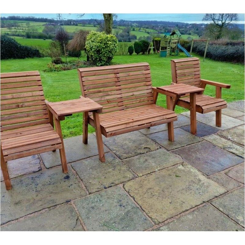 Swedish Redwood Straight Garden Tete a Tete by Croft - 5 Seats - Image 12