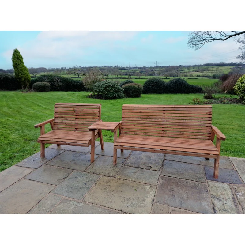 Swedish Redwood Straight Garden Tete a Tete by Croft - 5 Seats - Image 2