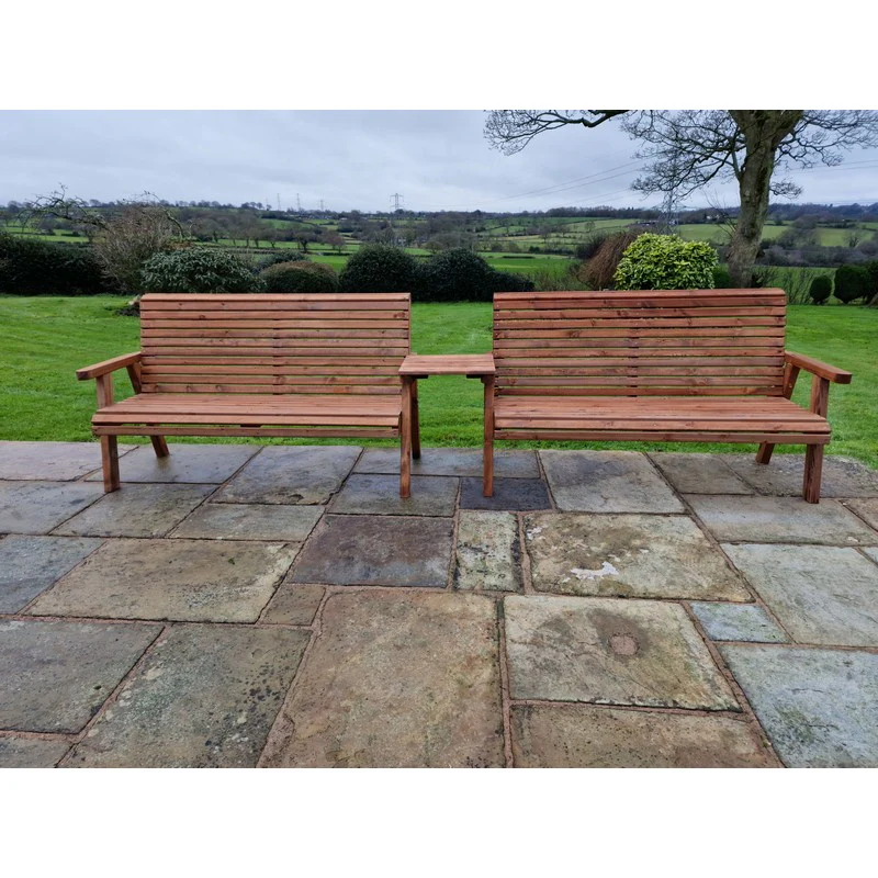 Swedish Redwood Straight Garden Tete a Tete by Croft - 6 Seats - Image 4