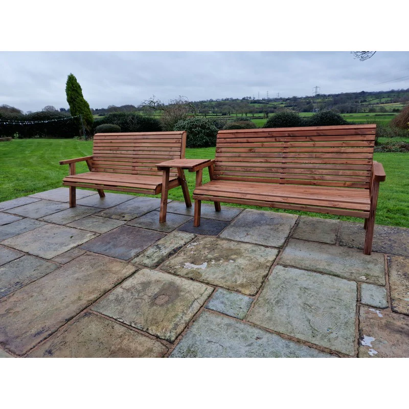 Swedish Redwood Straight Garden Tete a Tete by Croft - 6 Seats - Image 5