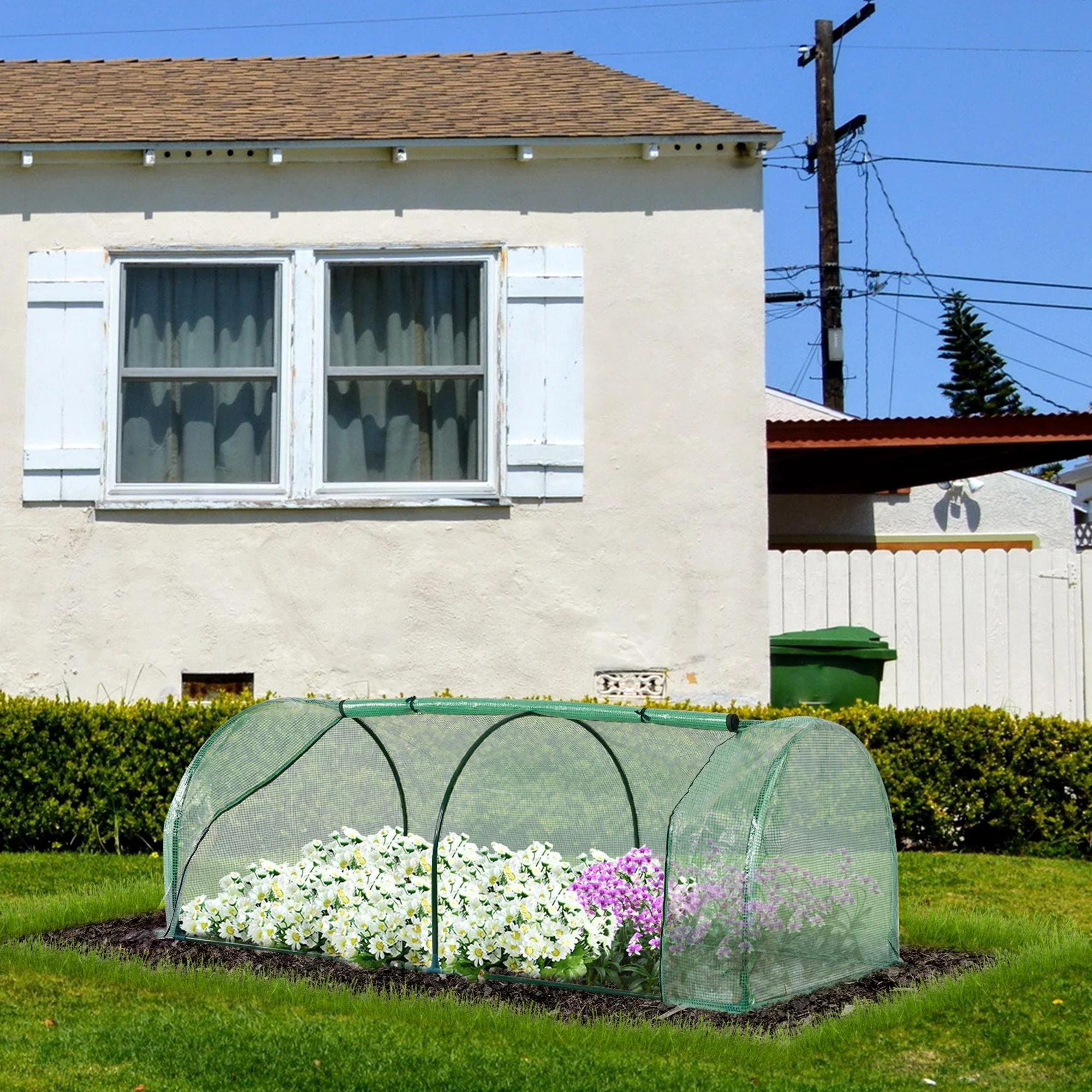 Tunnel Greenhouse Green Grow House Steel Frame Garden Outdoor 200 x 100 x 80cm - Image 2