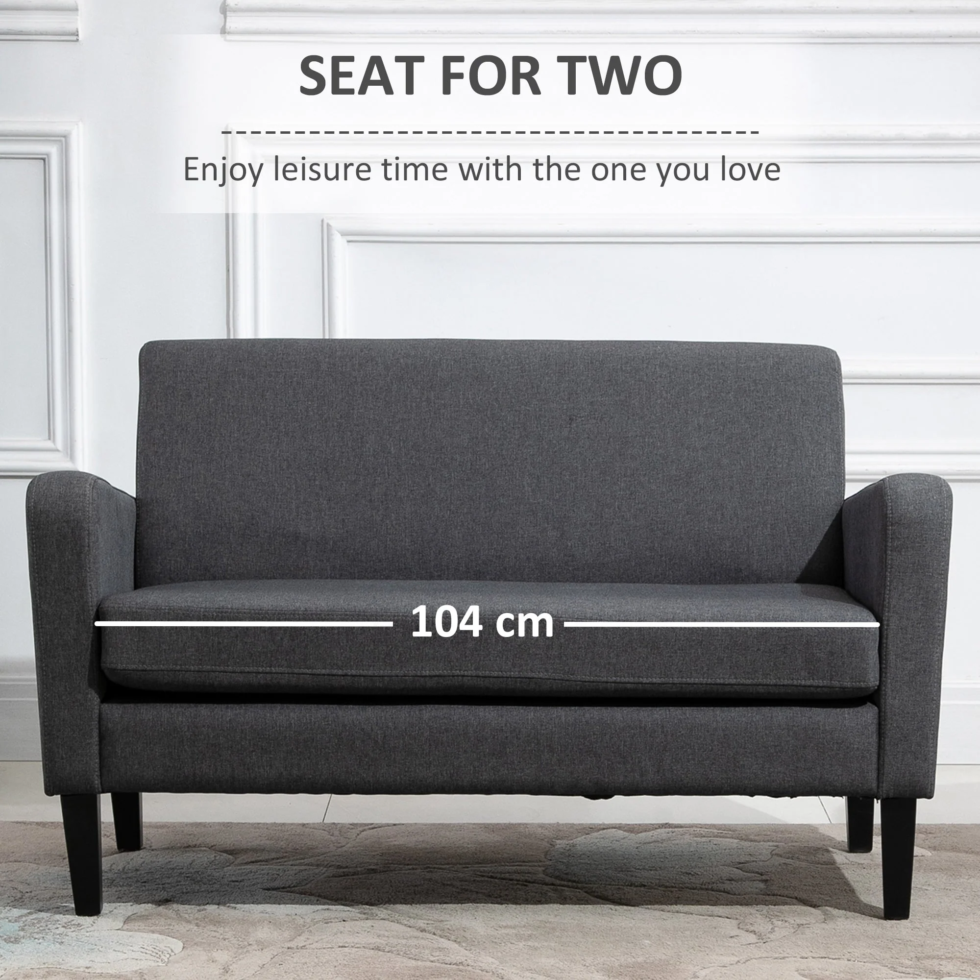 Two-Seater Slanted Back Sofa - Grey - Image 6