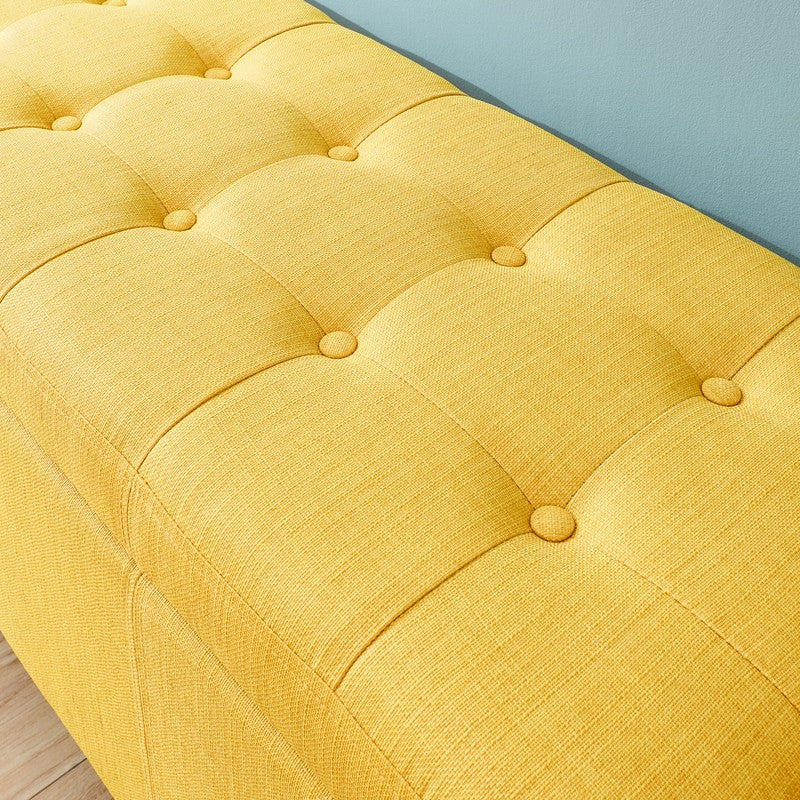 Verona Bench Wood & Fabric Yellow - Image 2