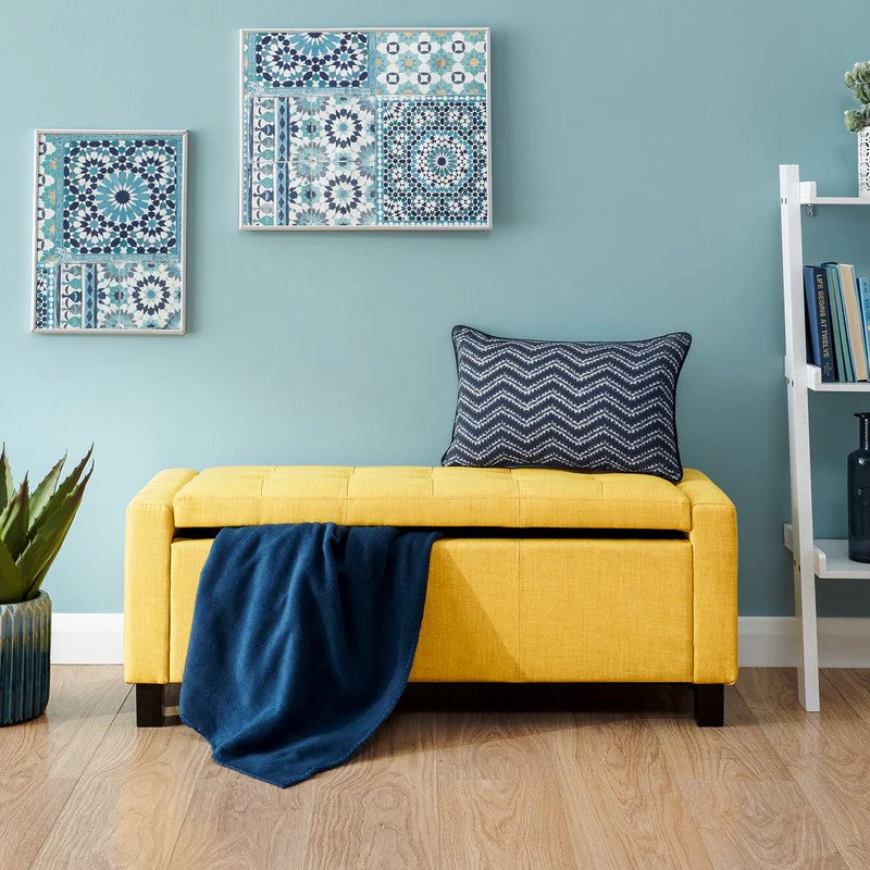 Verona Bench Wood & Fabric Yellow - Image 3