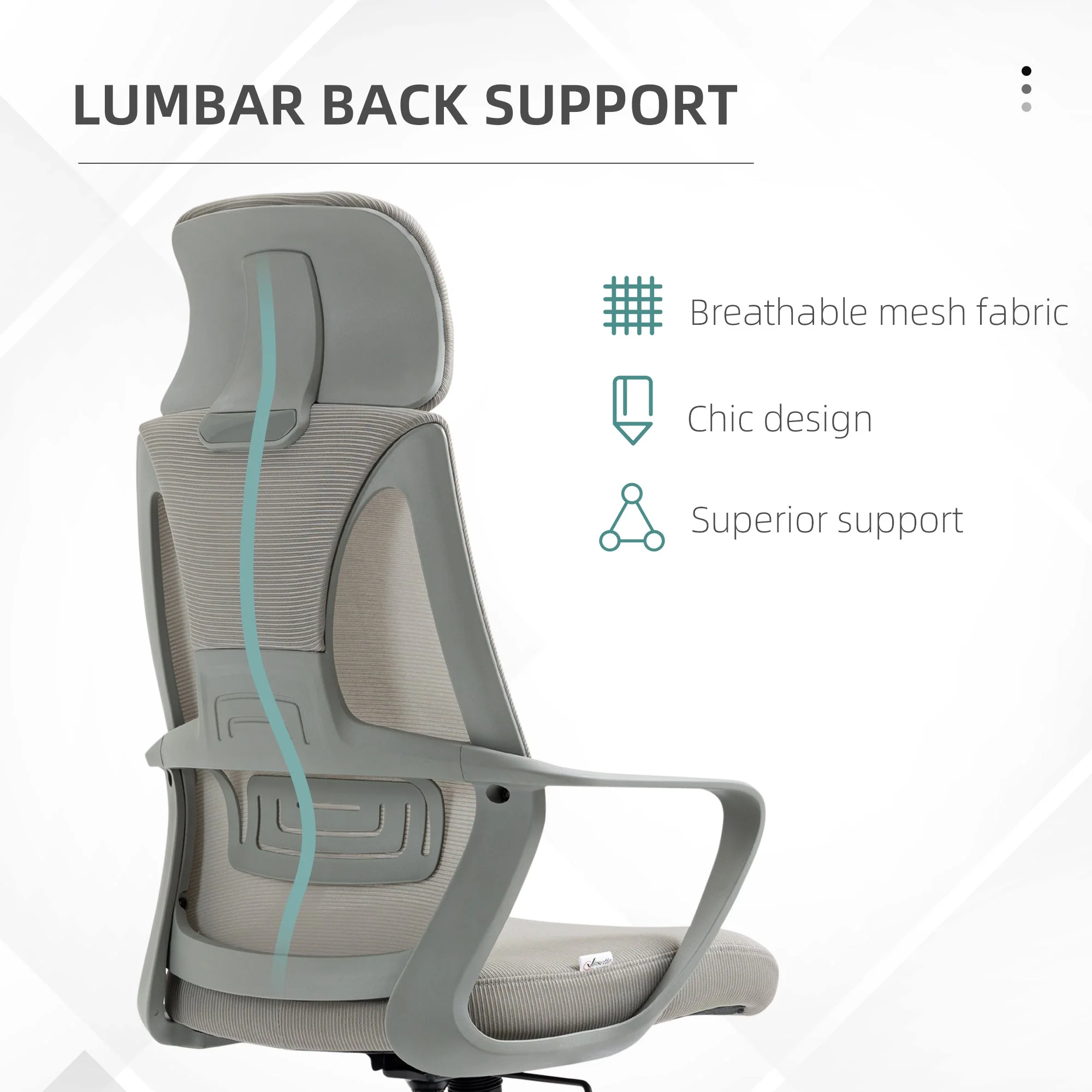 Vinsetto Ergonomic Office Chair w/ Wheel - Image 6
