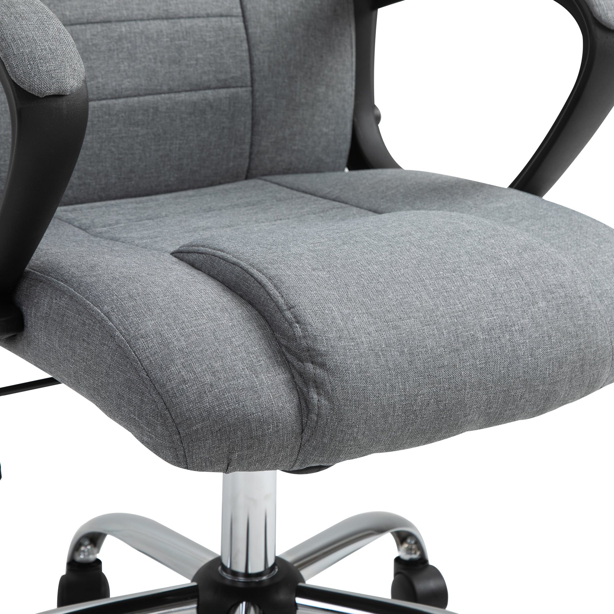 Vinsetto Linen Upholstered Tilting Home Office Chair Grey - Image 9