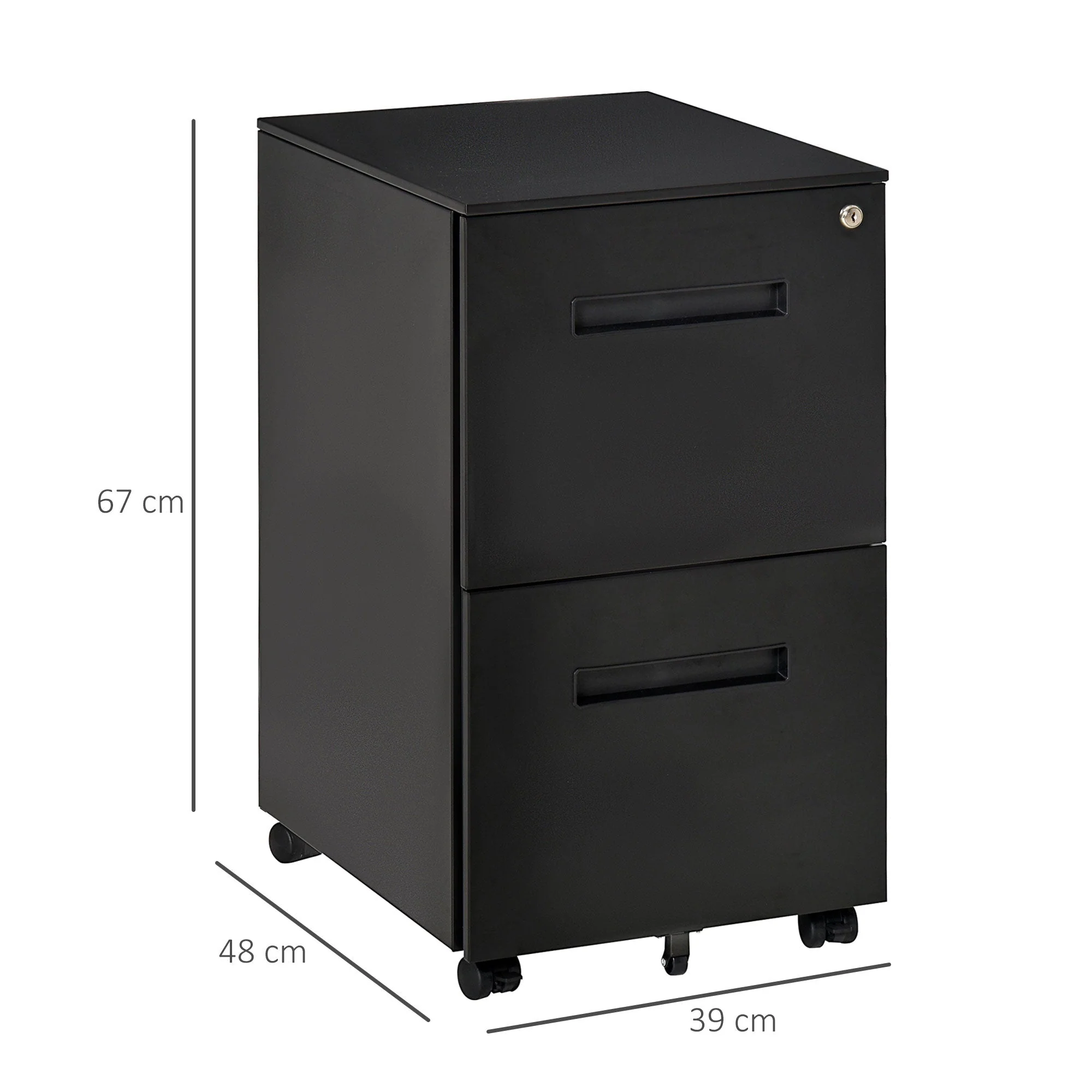 Vinsetto Mobile File Cabinet Vertical Home Office Organizer Filing Furniture with Adjustable Partition for A4 Letter Size - Image 3