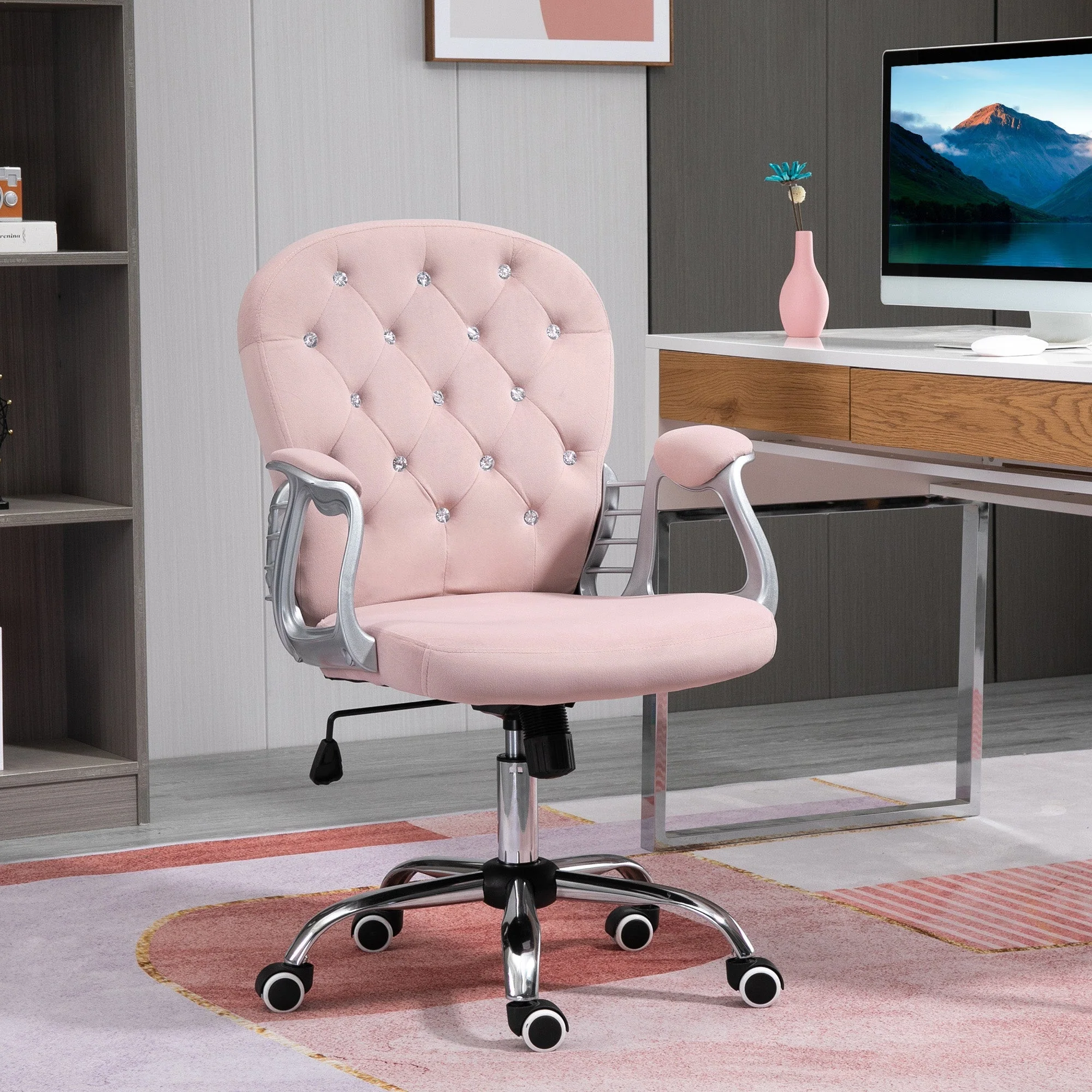 Vinsetto Office Chair with Diamond Tufted Velour - Image 2