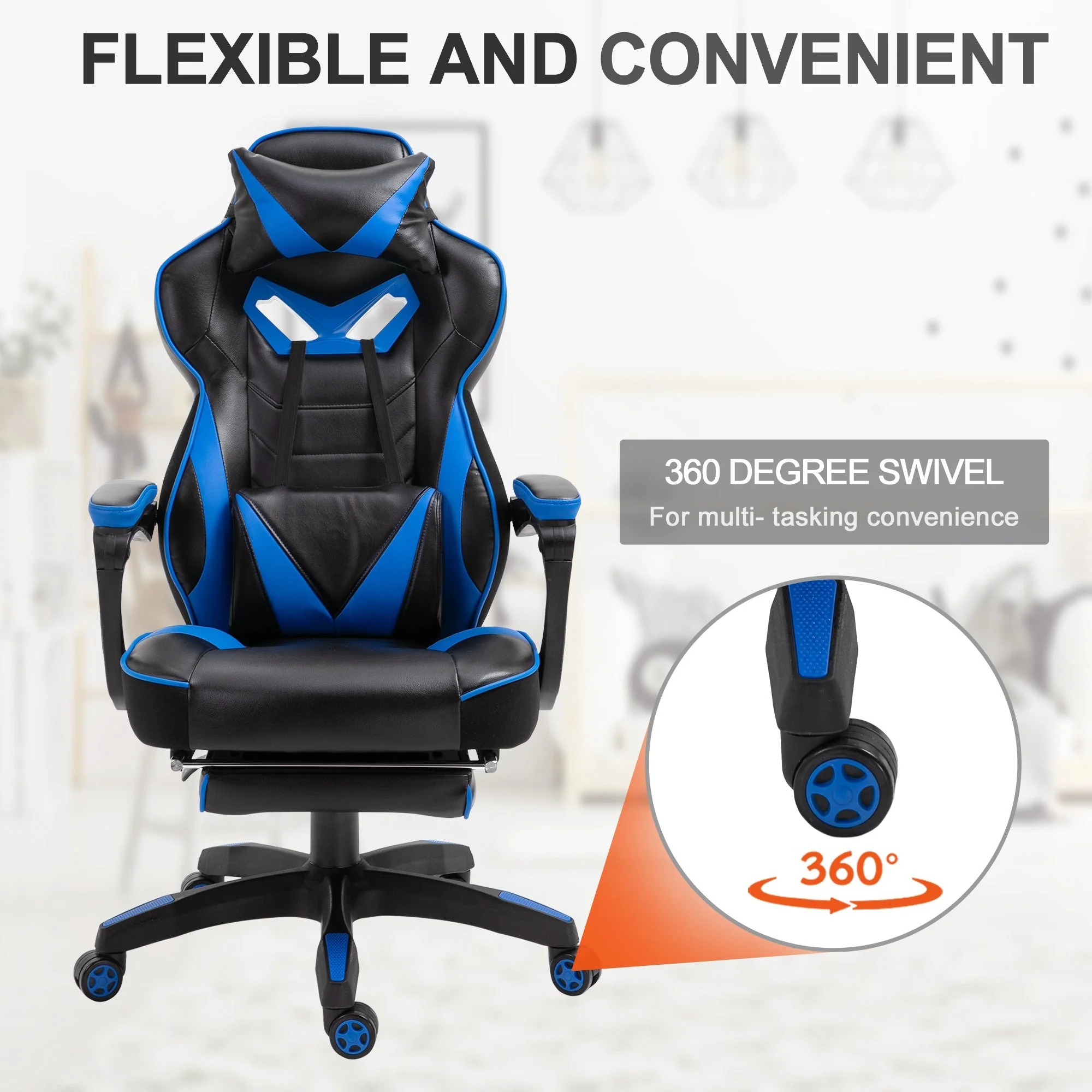 Vinsetto Racing Gaming Chair with Footrest - Image 5