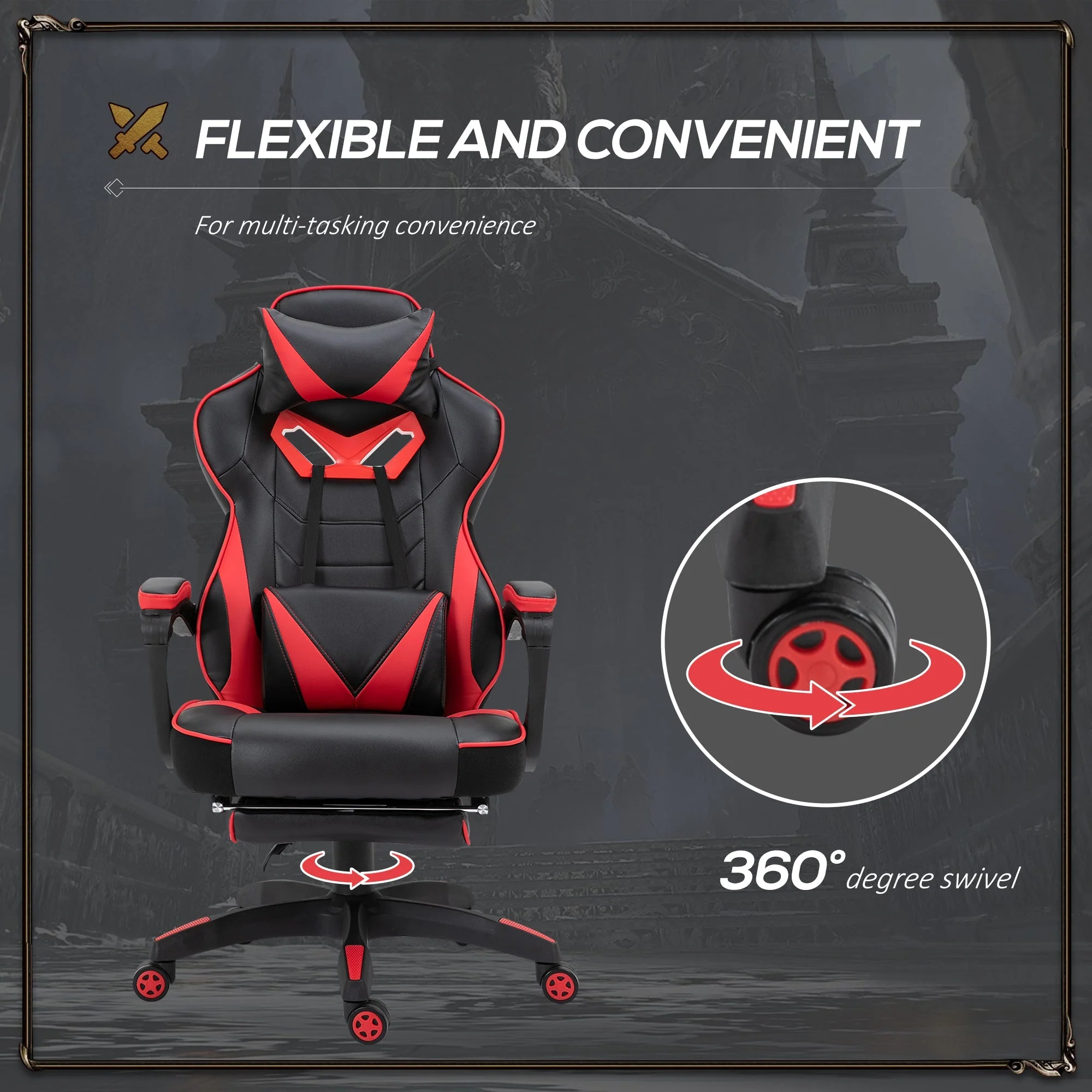 Vinsetto Racing Gaming Chair with Footrest - Image 6