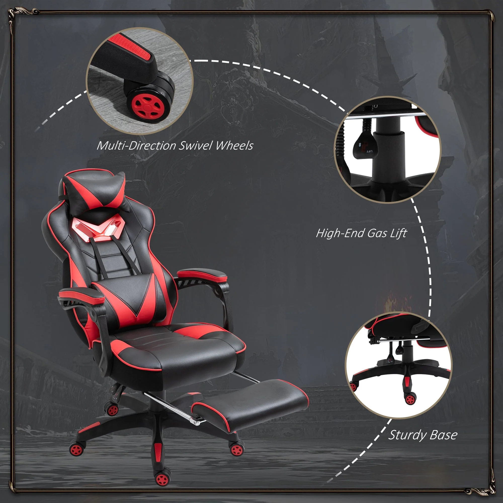 Vinsetto Racing Gaming Chair with Footrest - Image 8