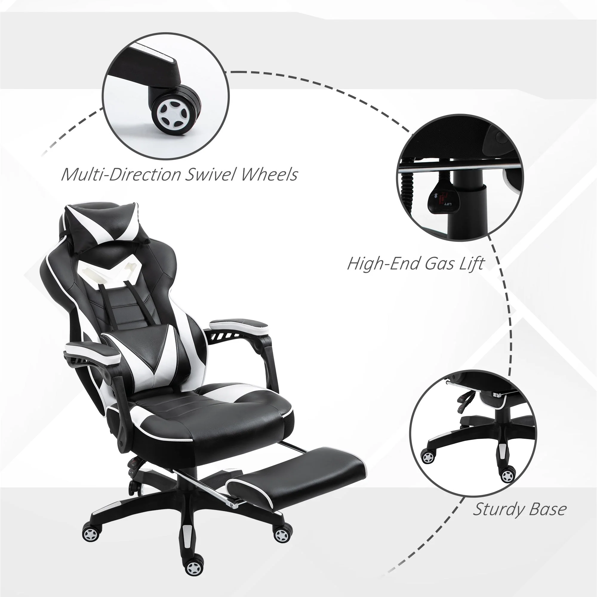 Vinsetto Racing Gaming Chair with Footrest - Image 7