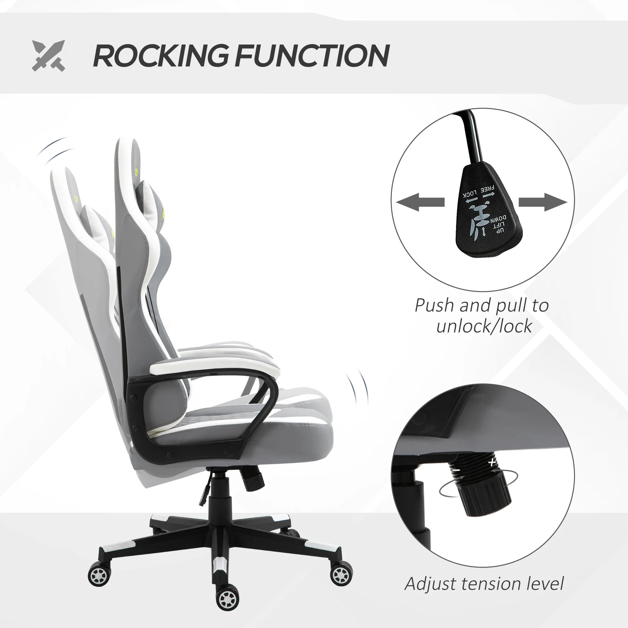 Vinsetto Racing Gaming Chair with Lumbar Support - Image 5