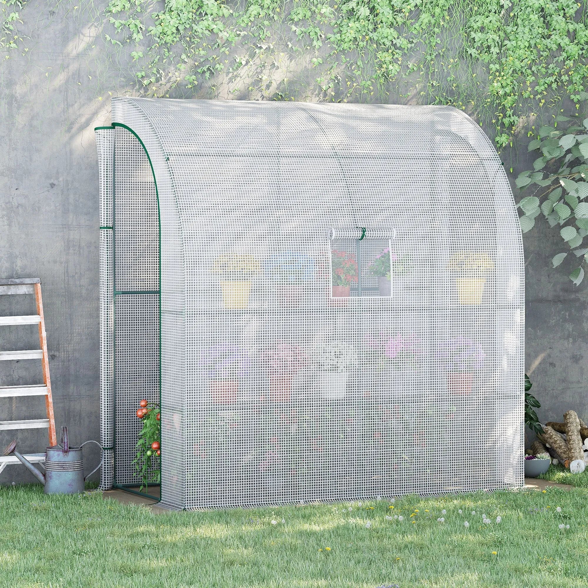 Walk-In Lean to Wall Greenhouse w/Window - Image 2