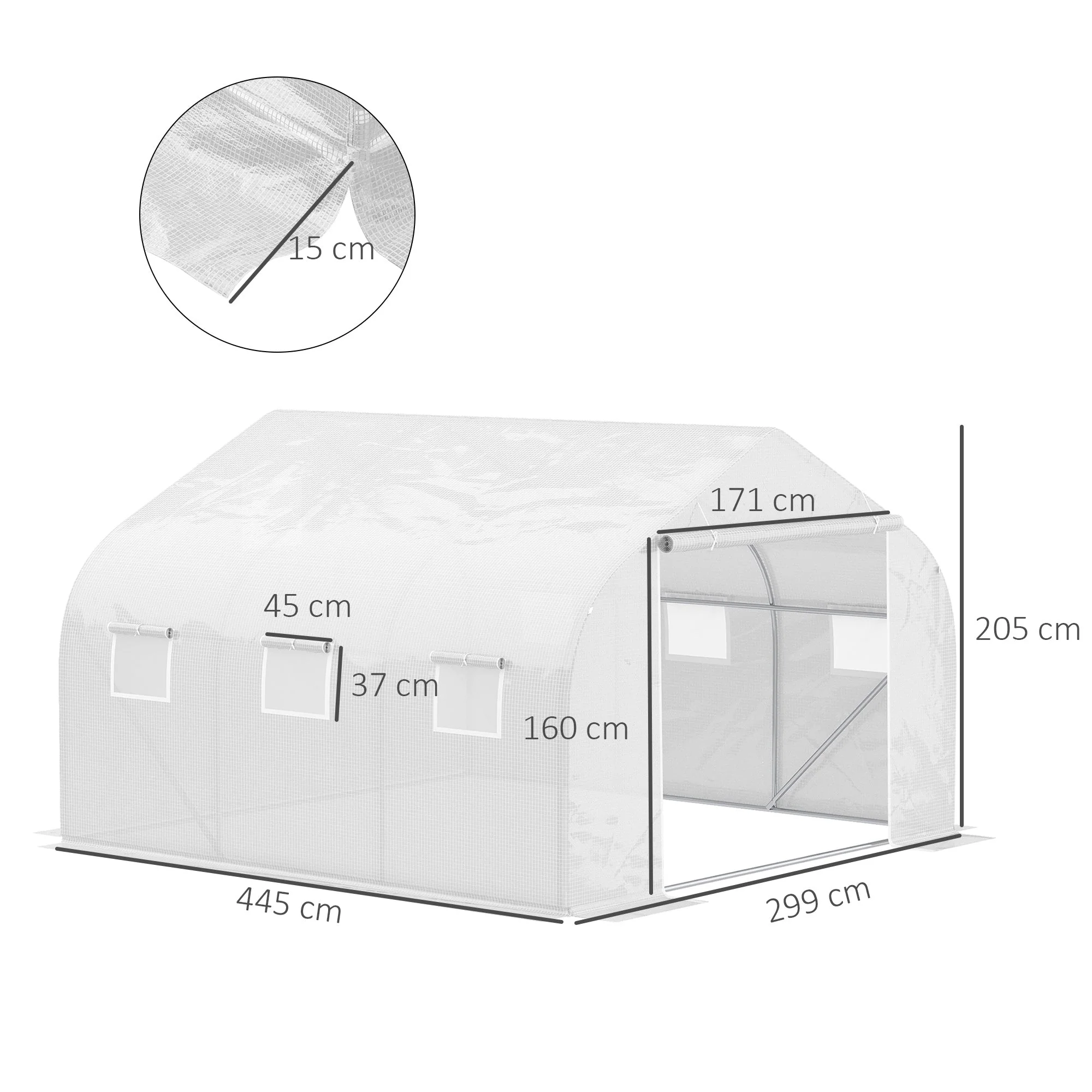 Walk-In Polytunnel Greenhouse Warm House Garden Tunnel Shelter Plant Shed with Door and Windows - Image 3