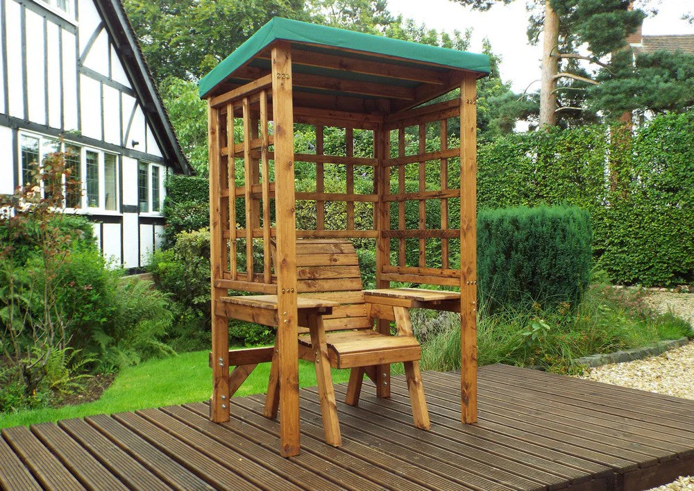 Wentworth Natural Garden Chair Arbour by Charles Taylor with Green Cushions - Image 2