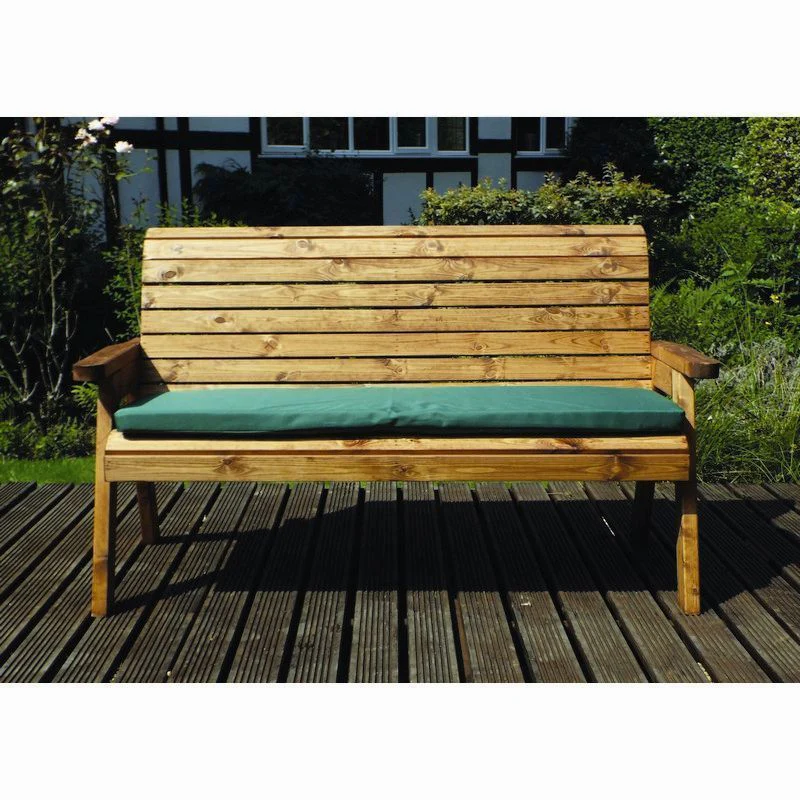 Winchester Garden Bench by Charles Taylor - 3 Seats Green Cushions - Image 2