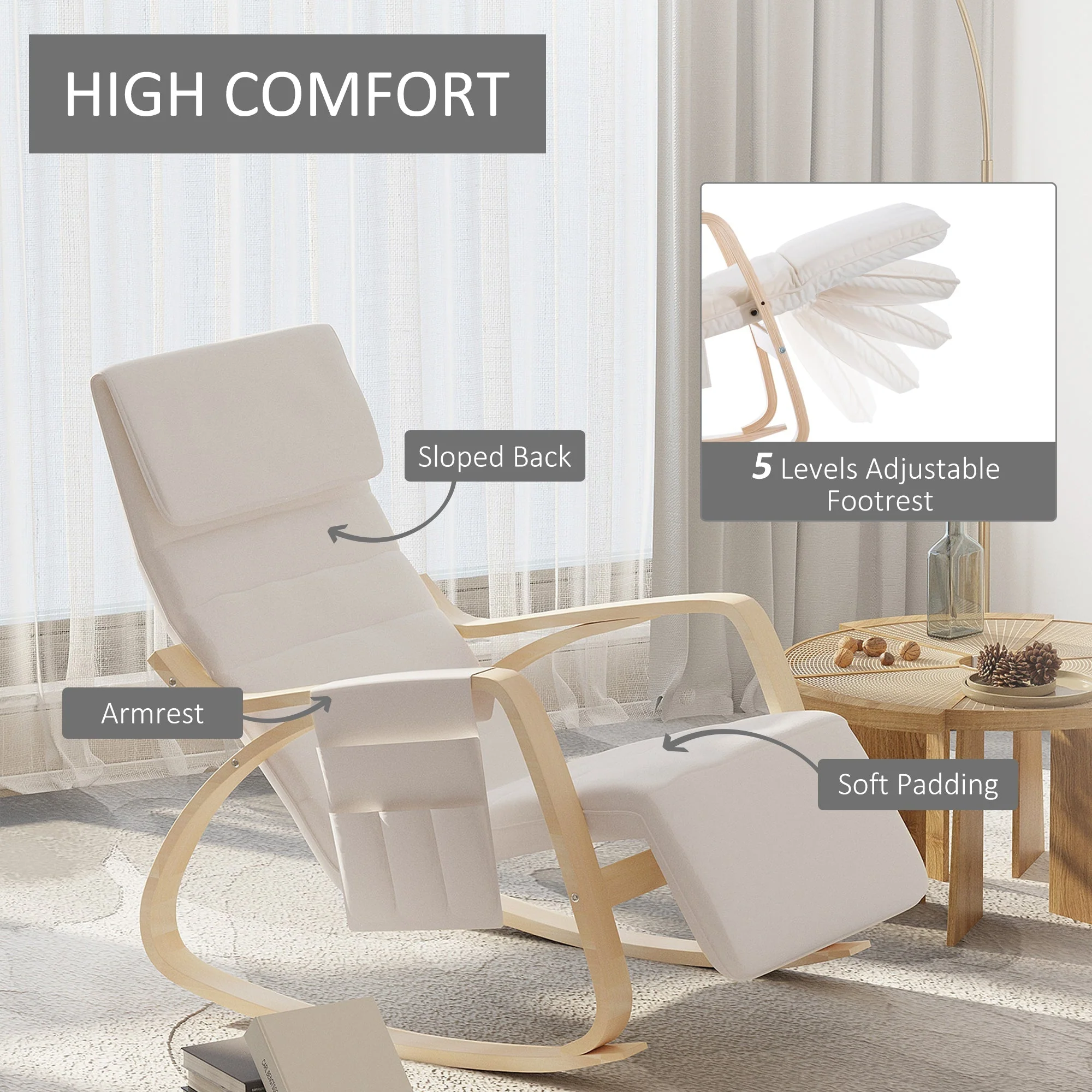 Wooden Rocking Lounge Chair - Image 5
