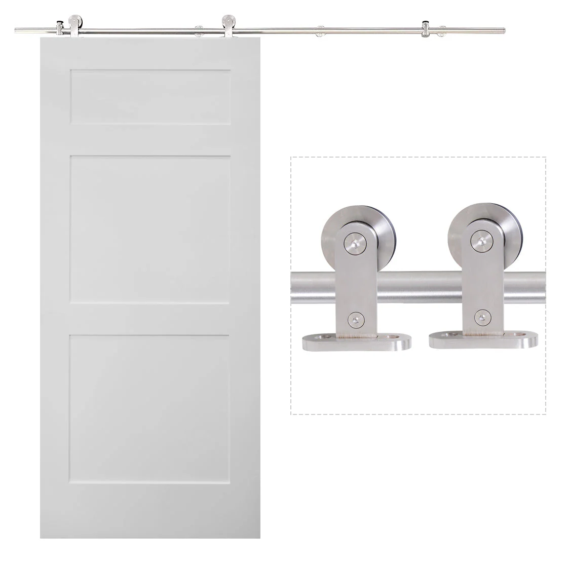 Wooden Sliding Door Kit Stainless Steel Smooth Operation Hardware Track Kit System Unit For Single Door 2000mm - Image 4