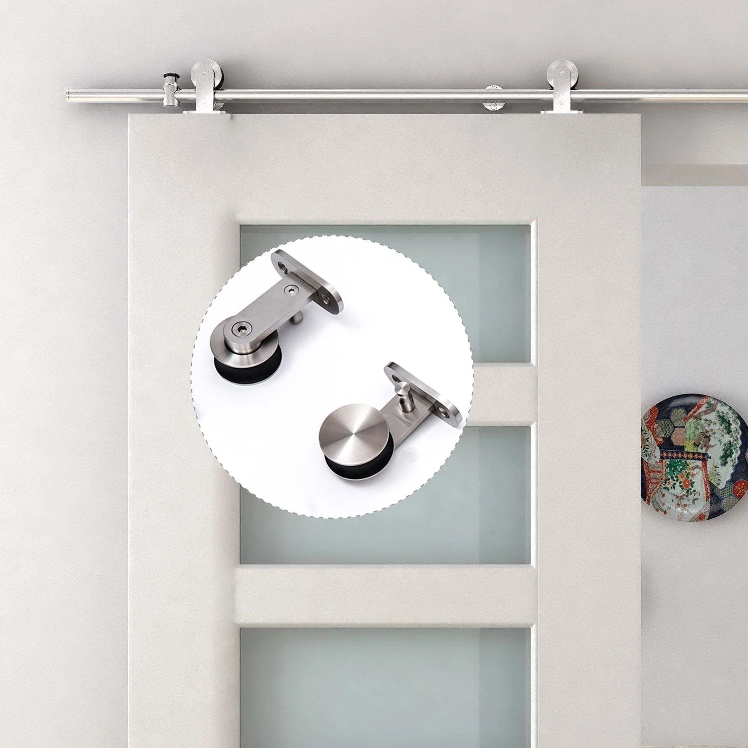 Wooden Sliding Door Kit Stainless Steel Smooth Operation Hardware Track Kit System Unit For Single Door 2000mm - Image 5