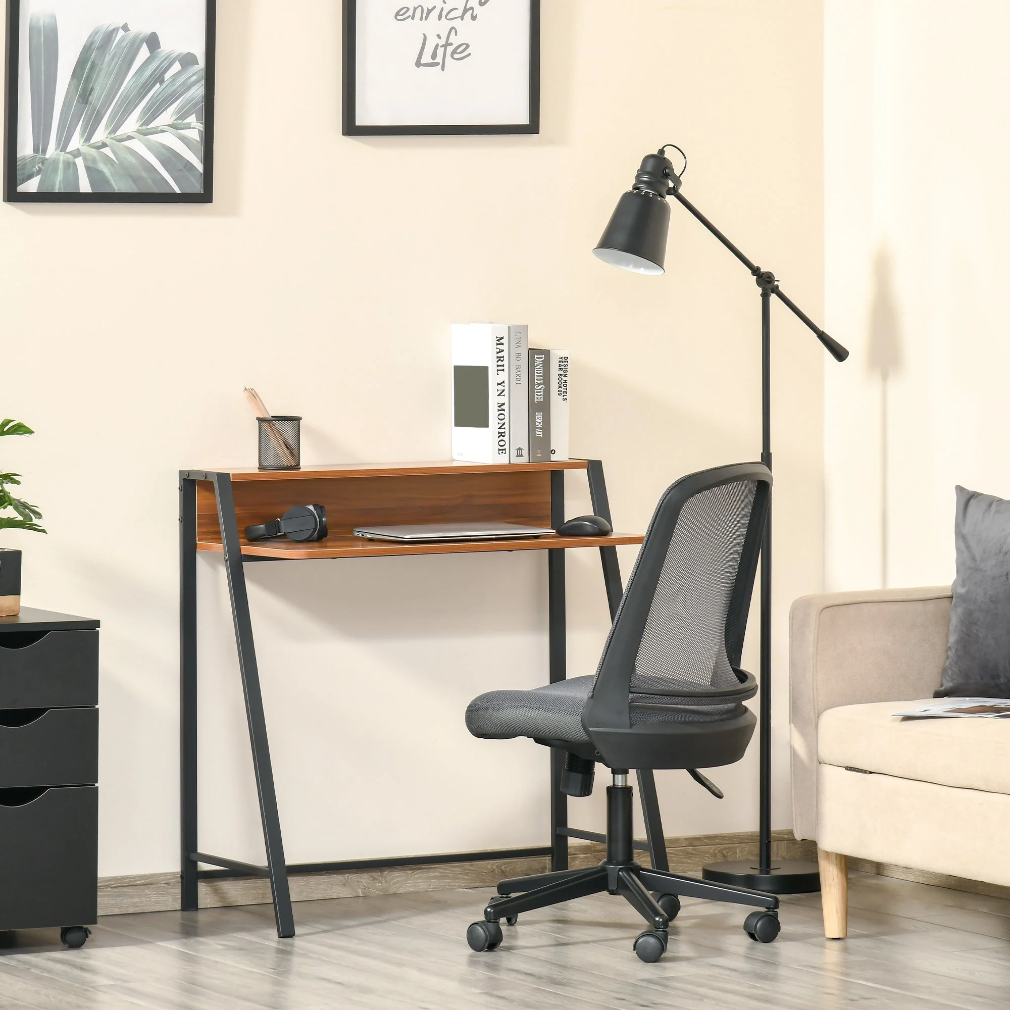 Writing Desk Computer Table Home Office PC Laptop Workstation Storage Shelf Walnut - Image 2